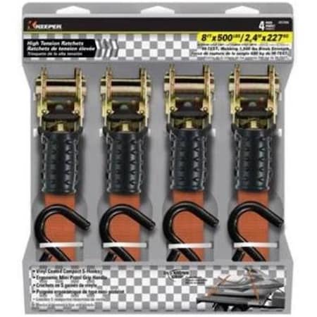 Hampton 8 ft. Ratchet Tie Down, Orange, 4PK 8867095
